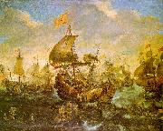 Andries van Eertvelt The Battle of the Spanish Fleet with Dutch Ships in May 1573 During the Siege of Haarlem USA oil painting artist